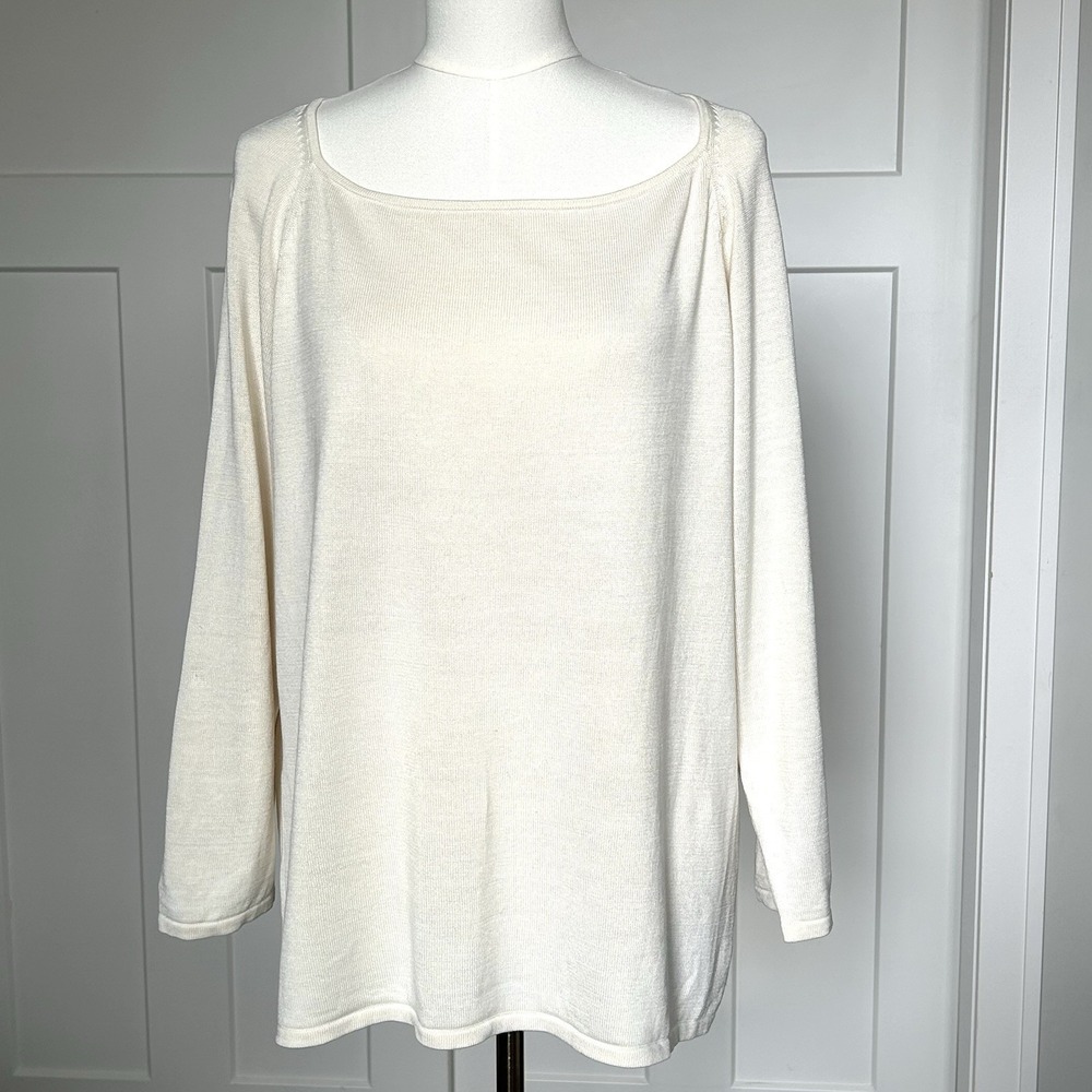 Vintage Coldwater Creek Silk Blend Sweater -  Women's XXL -Long Sleeve Cream Y2K